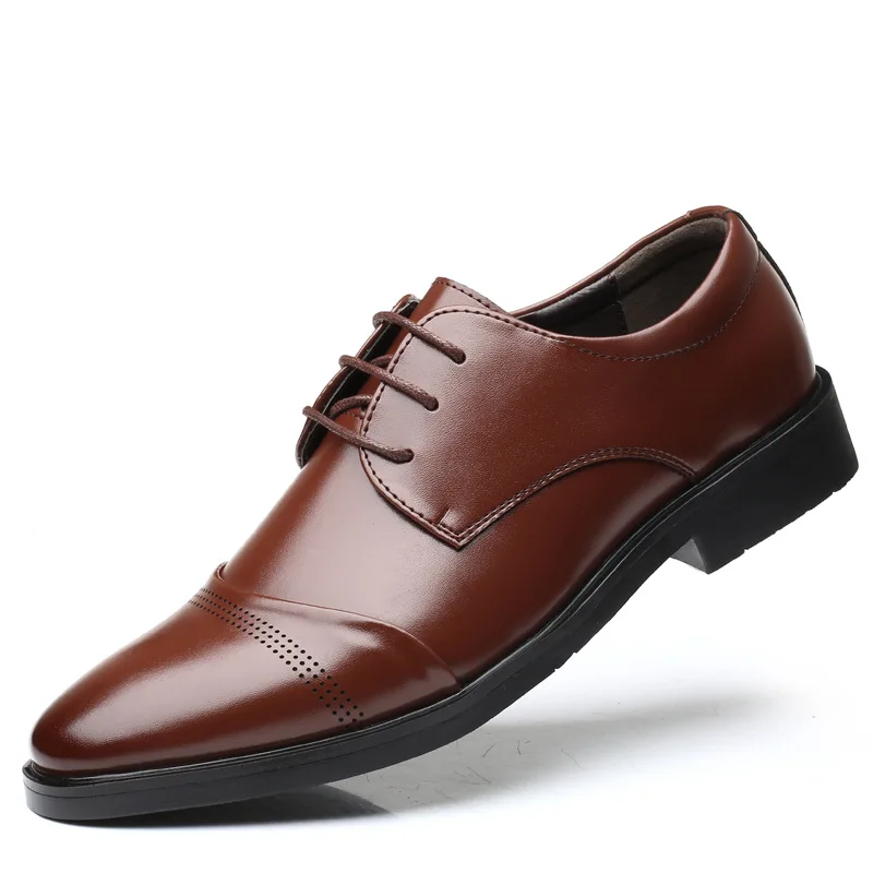 

IPCCM 2019 Spring New Hot Retro Pointed Leather Shoes High-end British Wind Waterproof Men's Business Wedding Shoes