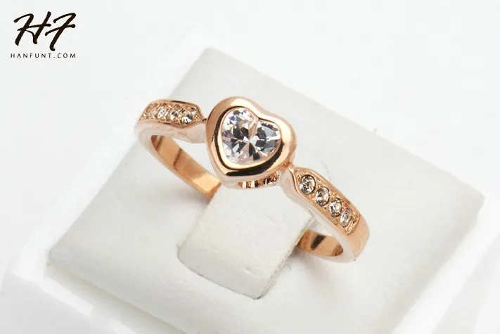 С кристаллом в форме сердца кольцо из розового золота Цвет Сделано из натуральных Австрийские кристаллы Полные размеры Оптовая R085