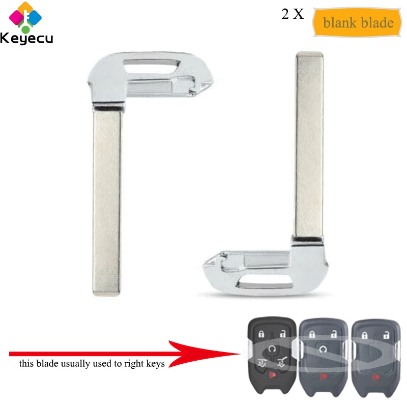 KEYECU Pair Uncut Smart Prox Emergency Insert Blade Without Chip - FOB for Chevrolet Suburban Tahoe 2015 2016 2017 FCC: HYQ1AA | Автомобили