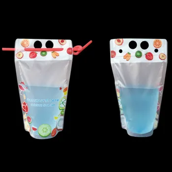 

100pcs Creative drink milk juice tea packaging bags zip lock stand up plastic bag organizer storage transparent pouch only bag