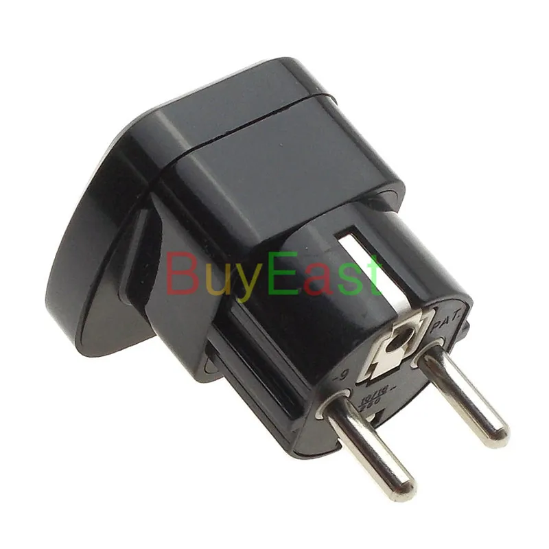 

Israel Schuko Germany France Type F Electrical Power Plug Adapter, with Safety Shutter Black Color