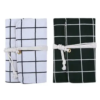 

White Black Grid Linen Cover Notebook Agenda Office Stationery Diary Travel Journal Planner Pocketbook Paper Notepad with Rope