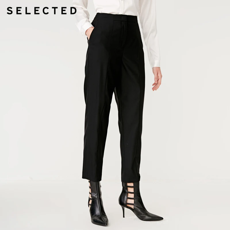 Отборные женские зауженные укороченные брюки из смеси шерсти SIG | 418418503