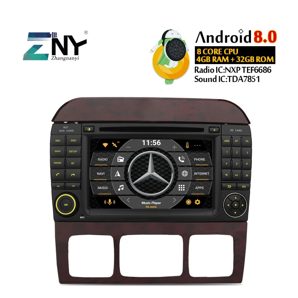 Best 7" IPS Android 8.0 Car DVD GPS For Benz S CL Class S320 S350 W220 W215 CL600 Auto Stereo Radio FM Audio Video Free Rear Camera 0