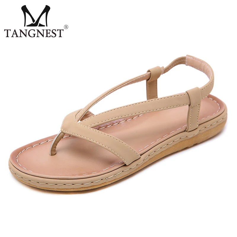 

Tangnest New Summer Beach Thong Sandals Women Platform Sewing Slip On Solid Creepers Female Simple Casual Flat Shoes XWZ5383
