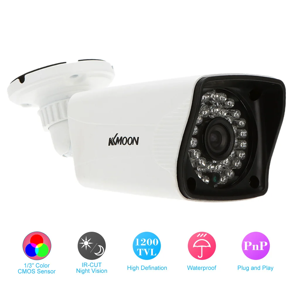 KKmoon 1200TVL 1/3 "CMOS IR-CUT Водонепроницаемая камера видеонаблюдения для домашней системы видеонаблюдения PAL
