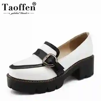 

TAOFFEN Size 33-43 Fashion Shoes Women Comfortable Spring Summer Shoes Pumps Woman Square Heels Casual Platform Women Shoes