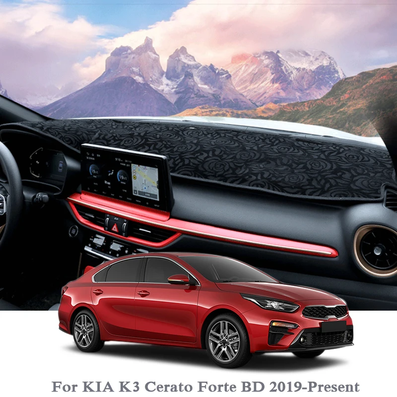 

Car Styling For KIA K3 Cerato Forte BD 2019 2020 Rose Pattern Dashboard Mat Protective Interior Photophobism Pad Shade Cushion