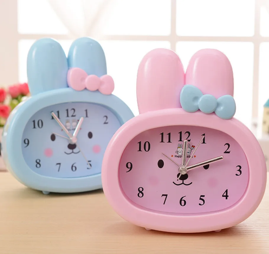 New Children Toy Alarm Clock Table Clock Cute Cartoon Rabbit Digital Desk Bunny Ears Alarm Clock Students Gift kids Mute Clock
