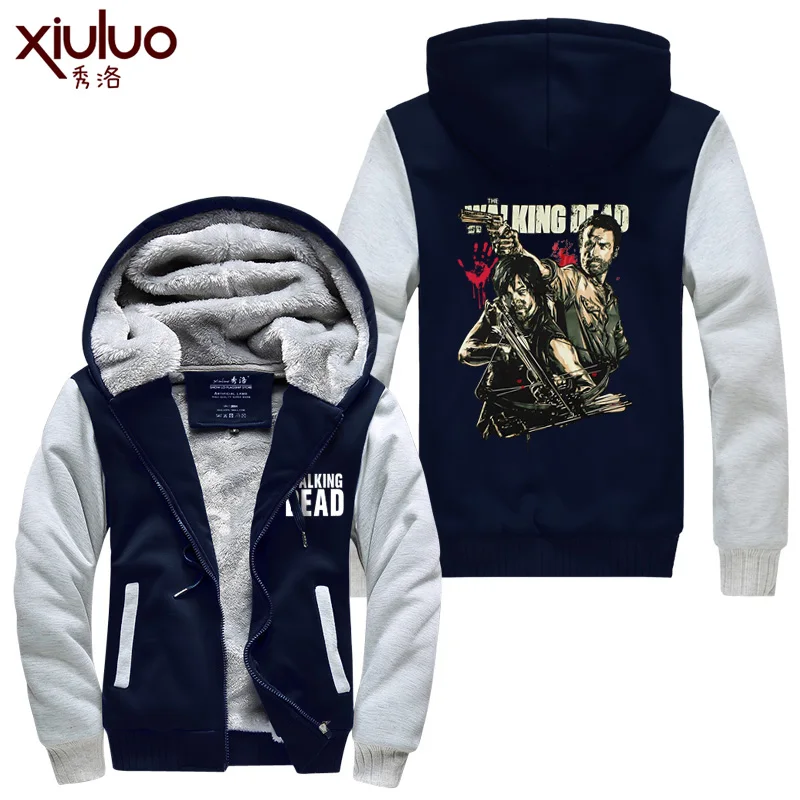 

The Walking Dead hoodie Anime Hooded Thick Zipper cardigan Sweatshirts Winter Jackets and Coats