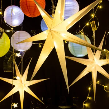 

1pc 60cm Large Punched Party Star Hanging Paper Star with Punched Pattens Wedding Birthday Party Windows Fireplace Dining Table