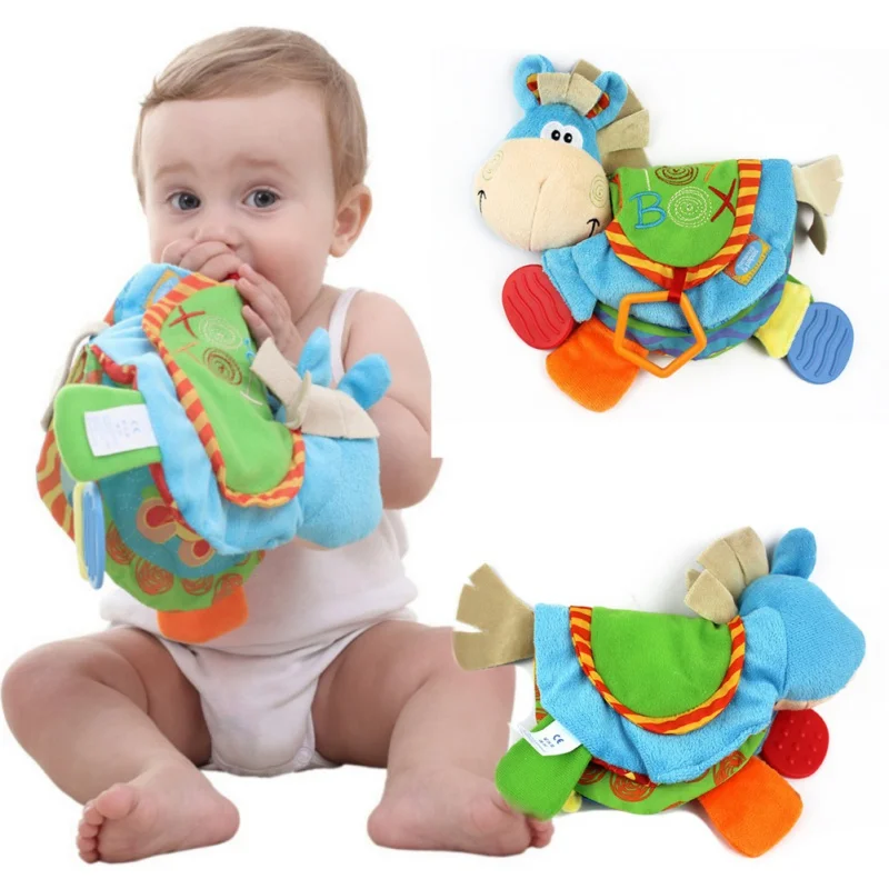 

TOP Newborn Baby Rattles Teether Toys Cute Donkey Animal Cloth Book For Toddlers Learning Early Education Toys New