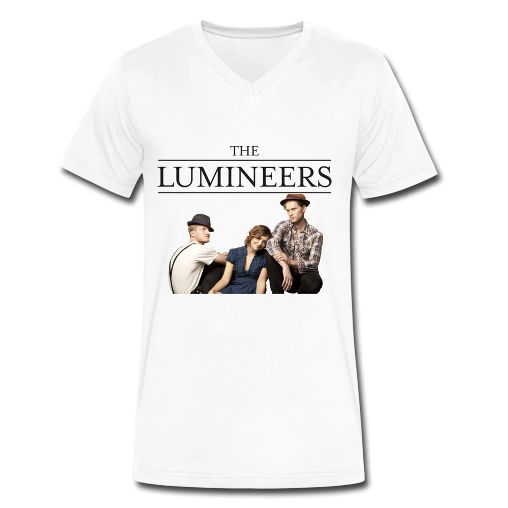 2015 горячая Lumineers с коротким рукавом мода V шеи мальчика цитирует 100% хлопка