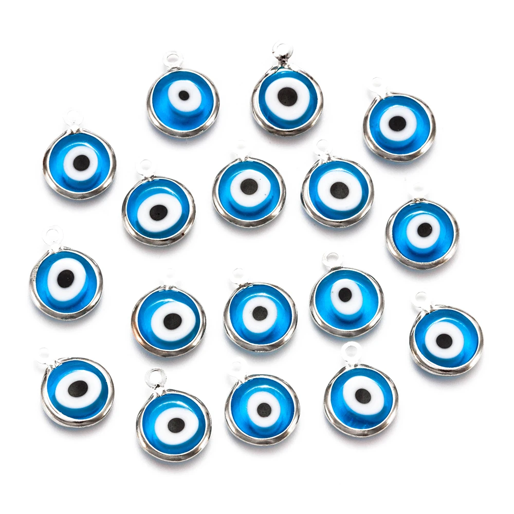 Счастливый глаз хрустальные бусины сглаза Подвески для браслета ожерелье кулон ювелирные аксессуары фурнитура 10 шт. EY5353