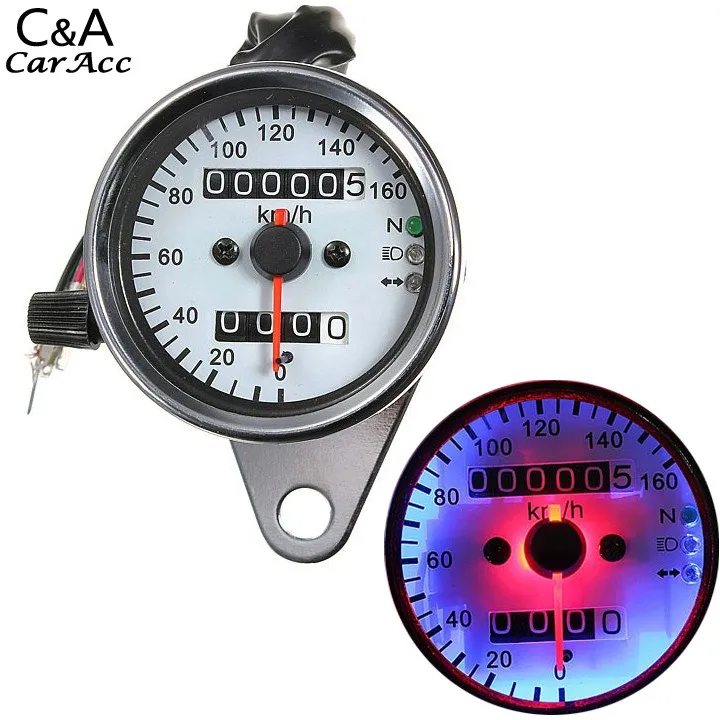 2016 New Universal Motorcycle Dual Odometer Speedometer Gauge Test