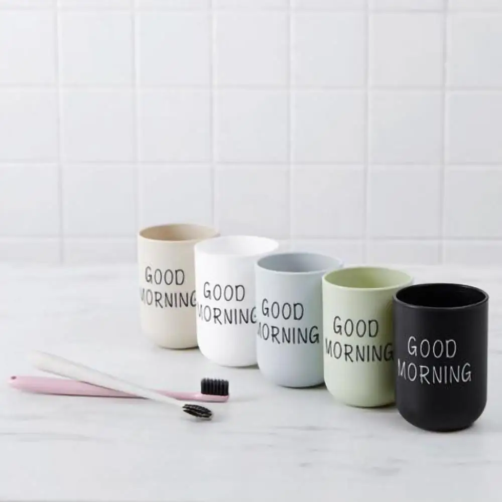 

Bathroom Toothbrush Circular Cup Simple Plain Cup Couple Tooth Cup Good Morning#4Q12