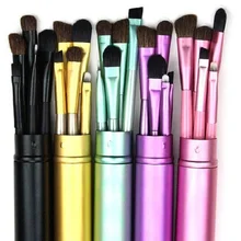 

Romatpretty Portable Eyeshadow Eyeliner Eyebrow Make Up Brush Tools Mini Eye Makeup Brushes Set with Cylinder Tube Holder