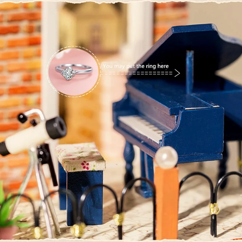 Hoomeda 1/24 DIY Miniatura Wooden Handmade Irish Country House With LED+Furniture Dollhouse Kits BesT Gift For Children Girls