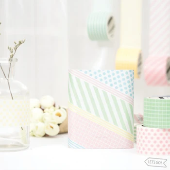 

1 Pcs 3cm Wide New Macarons Color Series Line/gird/Dot/twill Decoration Washi Tape DIY Planner Diary Masking Tape