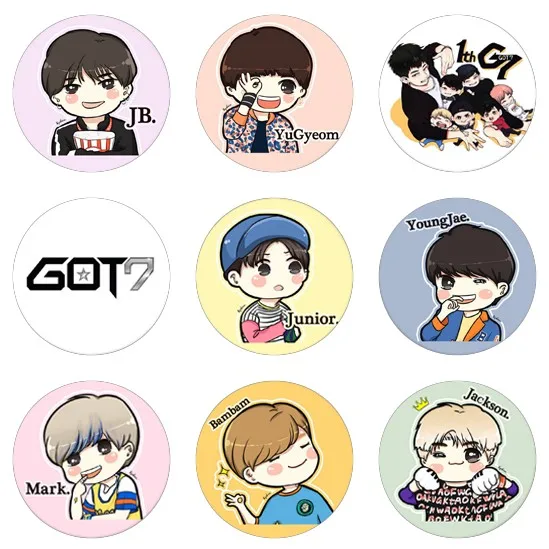 

Hot sale 5pcs16mm20mm25mm GOT7 With Korea POP Star Handmade Photo Glass Drop Style Cabochons Jewelry Accessories