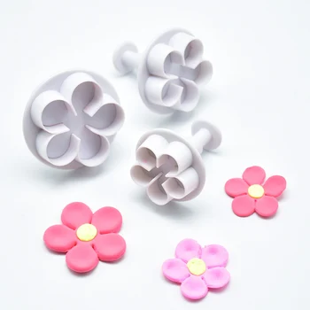 

3Pcs Cookie Cutter Flower Plunger DIY Cake Fondant Mold Plastic KItchen Gadgets Cake Decorating Tools Baking Accessories