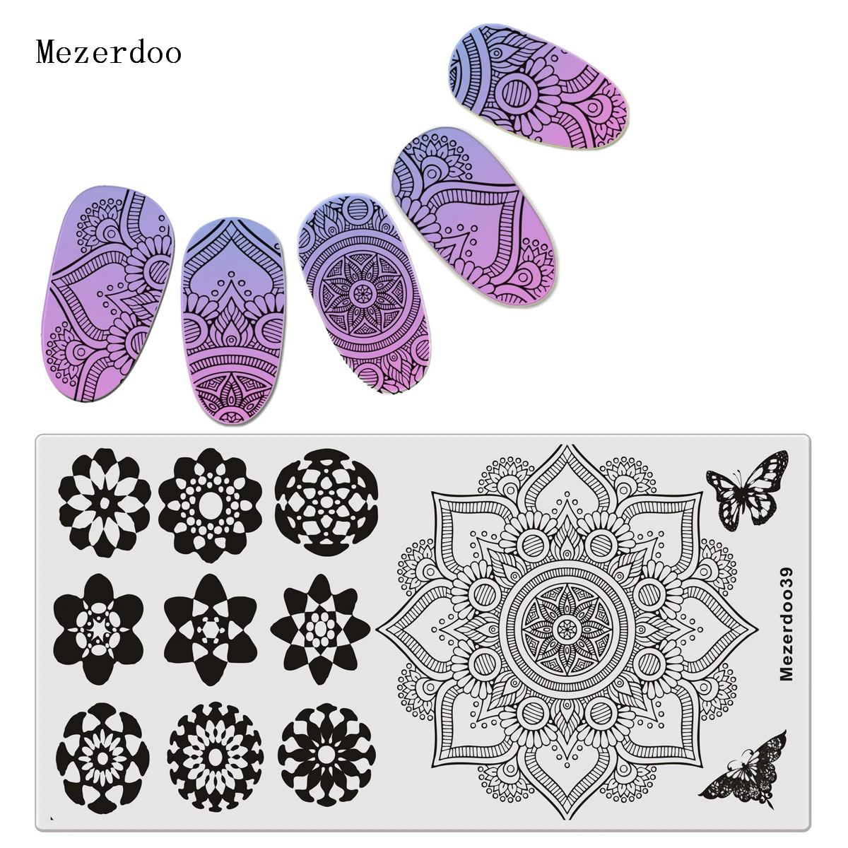 

Nail Stamping Template Set Mandala Rectangle Designs Nail Art Stamp Image Plate for Nail Art Stamping Tool Kits Mezerdoo39