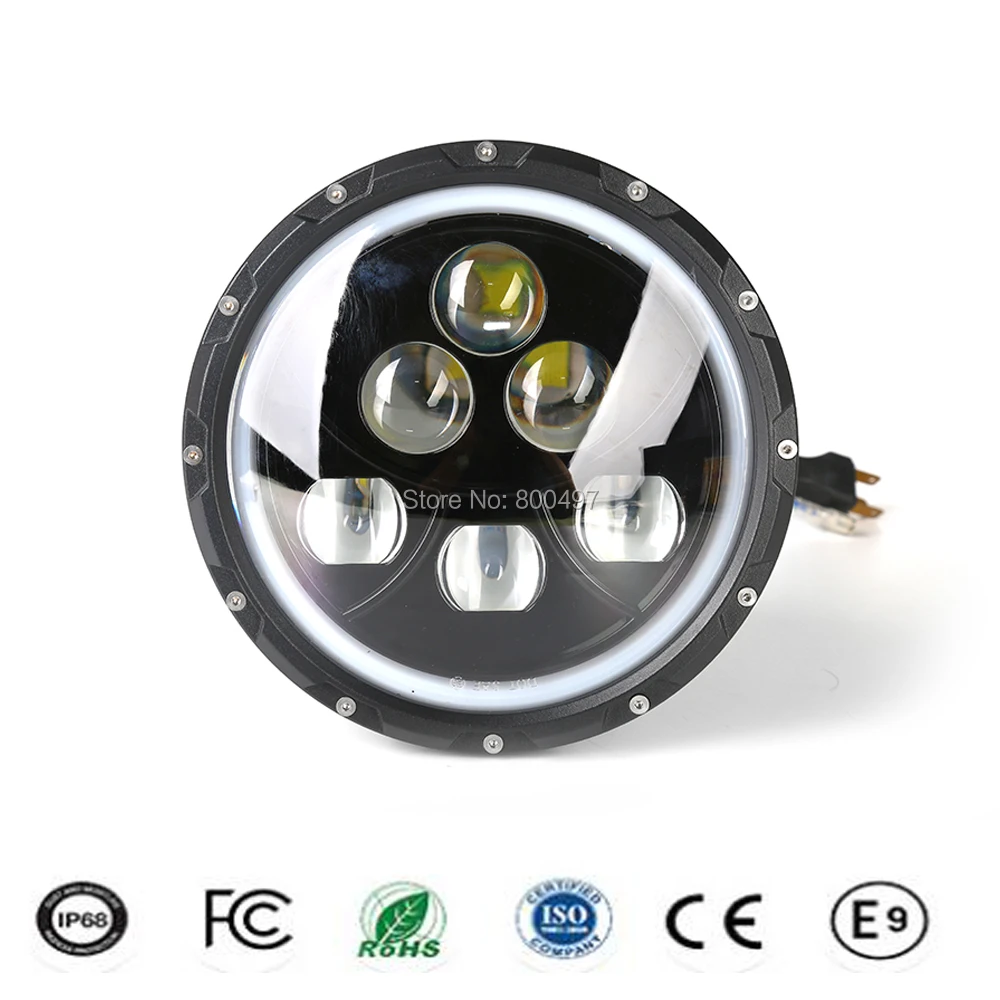 

2 x Car LED Headlight 60W 7 Inches Led Headlight H4 9003 High Beam Low Beam Day time Running Lights for Jeep Lada 4x4 Harley