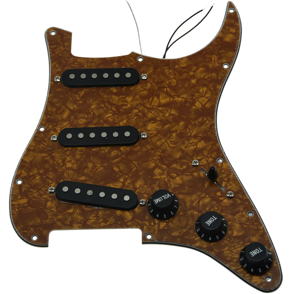 KAISH различные загруженные Strat SSS Pickguard Prewired ST Strat Pickguard с звукоснимателями подходит для крыла - Цвет: Gold Pearl-BK