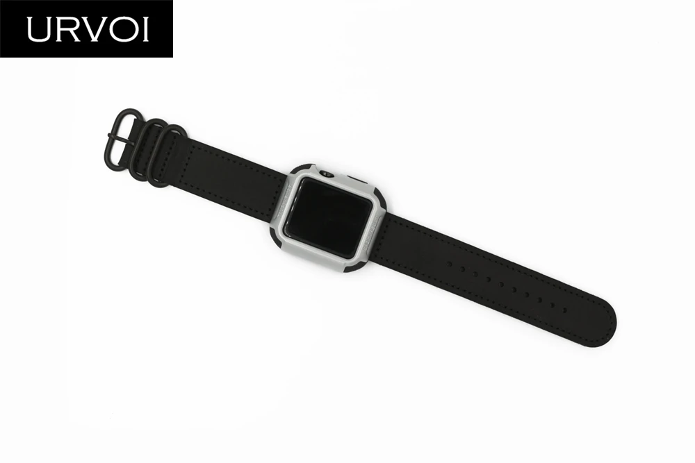 Чехол URVOI для Apple Watch series 3 2 1 жесткий защитный силиконовый чехол для iWatch PC с металлическим цветным дизайном 38 42 мм