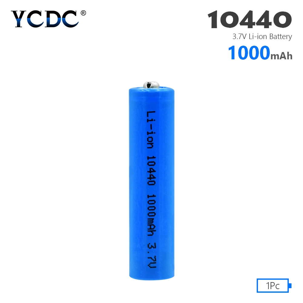 YCDC 1/2/4 шт. 10440 Батарея 1000 мА/ч, 3,7 V Перезаряжаемые литий-ионный аккумулятор AAA батарейки Топ на пуговицах