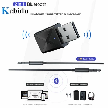 

KEBIDU USB Wireless Receiver Transmitters Bluetooth V5.0 Audio Music Stereo adapter Dongle for TV PC Bluetooth Speaker Headphone