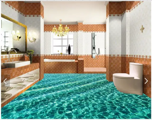 Wallpaper Custom Floor Painting Beautiful Sea Water Wallpaper Custom Floor Painting Beautiful Sea Water Ripple Bathroom Murals Living