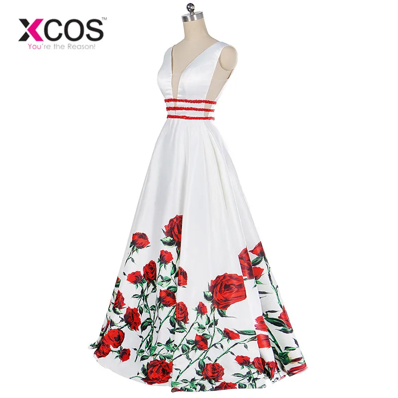 XCOS-New-Prom-Dresses-2018-Red-Rose-Pattern-Beads-Sash-Backless-Long-Party-Dress-Elegant-White