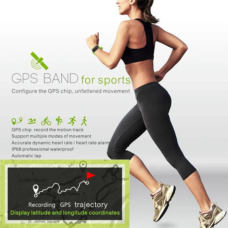 Makibes G03 GPS Smart Wristband Sports Band Built-in GPS Chip Heart Rate Monitor Sleep Monitor IP68 Waterproof Fitness Tracker