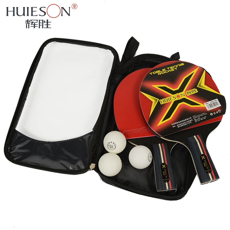 HUIESON 3 نجمة 2 قطعة الجدول مضارب التنس مجموعة 7 خشب رقائقي شفرة مزدوجة الوجه البثور في المطاط للأطفال المراهقين جديد المتعلمين