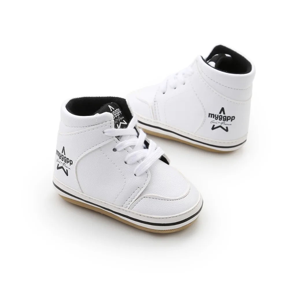 Осенняя спортивная обувь для новорожденных с высоким берцем, блестящие стильные кроссовки для детей преддошкольного возраста из кожи пу, для детей 0-18 месяцев