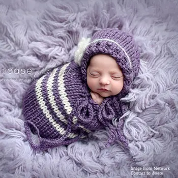 

Baby violets sleeping bag,Handmade baby sleeping sack with hat for newborn photography props