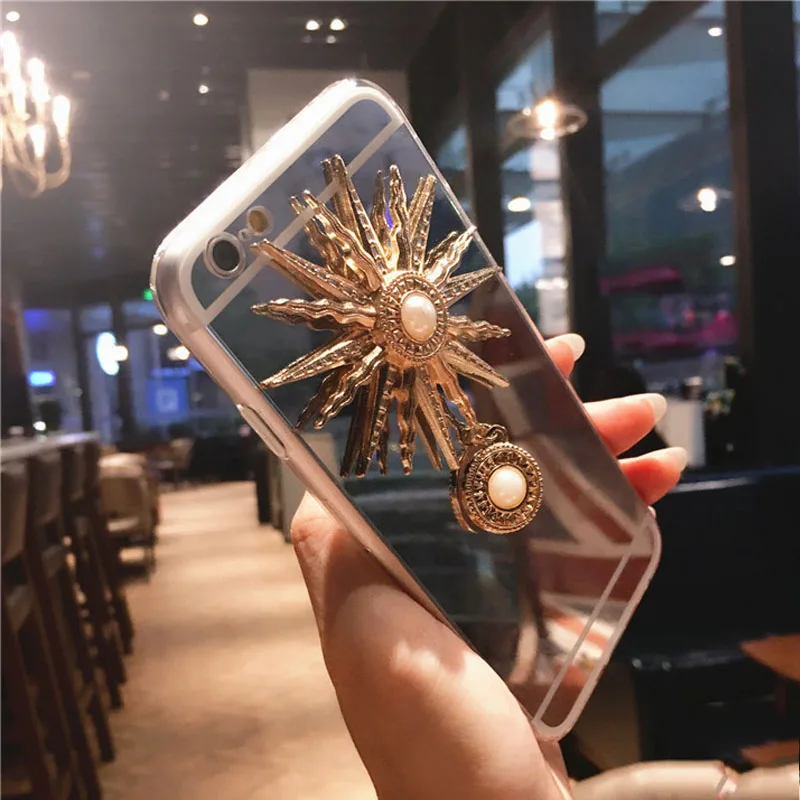 Sun God Glitter Comvenient Make Up Mirror Case For iPhone 11 Pro Max XR XS X 8 7 6 6S Plus 5 SE 5S Soft Coque |