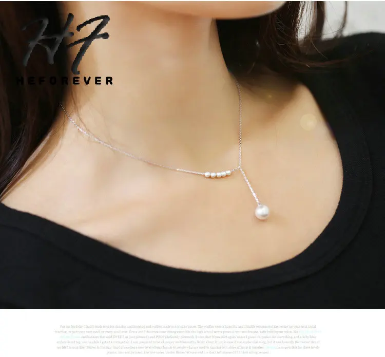 Gold color Simple Imitation Pearl Necklaces for Women Korean Collarbone