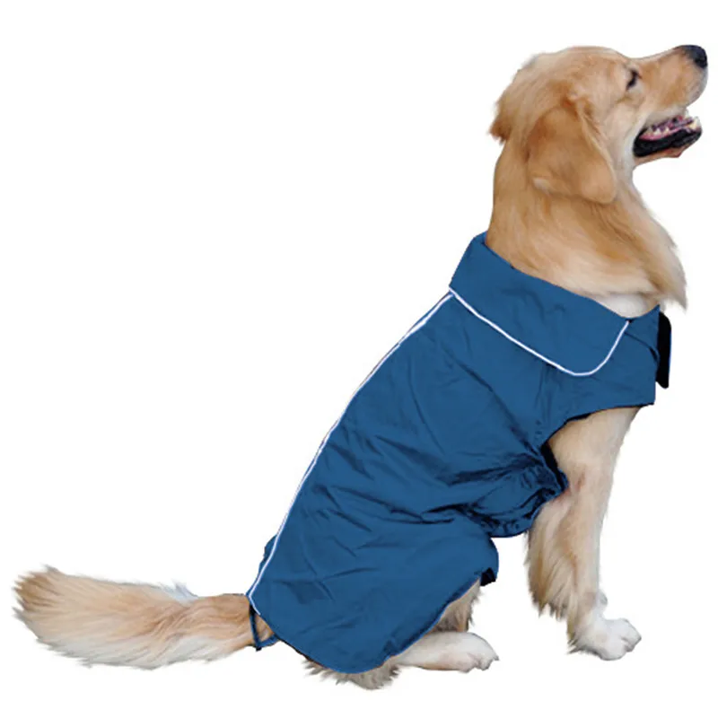 Собачья куртка для питомца, жилет, пальто из полиэстера, одежда из водонепроницаемого материала для кошек, непромокаемый плащ для собаки, плюшевая подкладка, одежда для домашних животных, большой размер - Цвет: Синий
