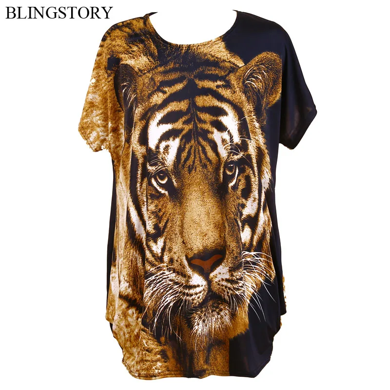 New Summer 3d Tiger Printing Loose Short Sleeved Harajuku T Shirt Women