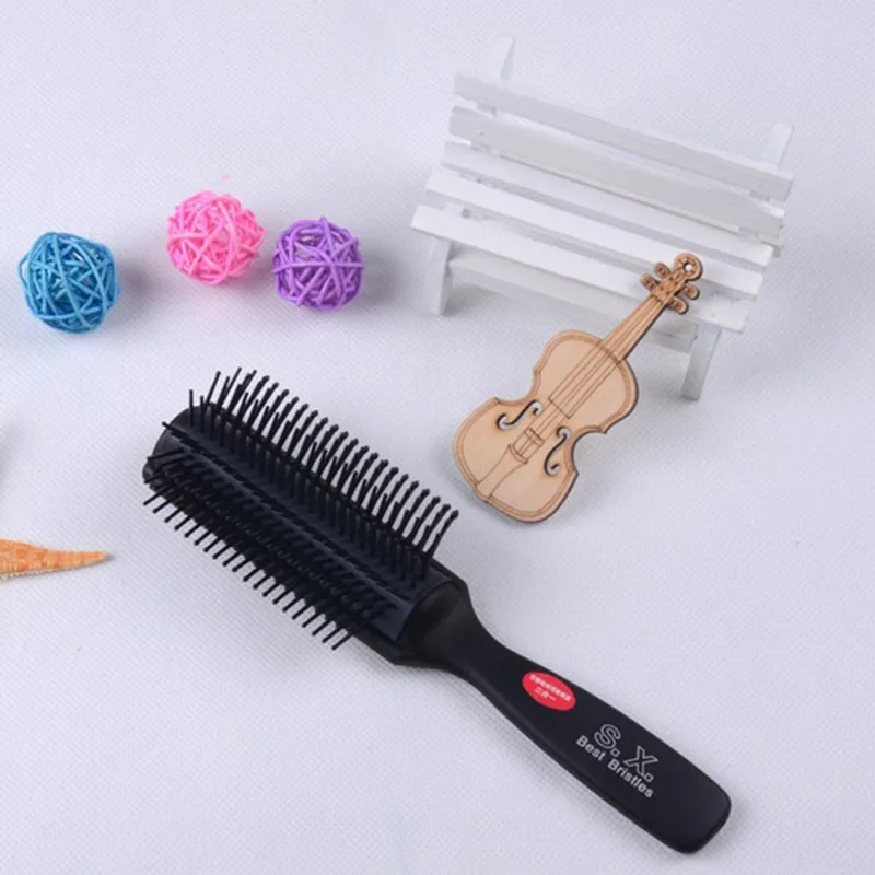 

New Hot Fashion Handle Anti-static Heat Barber Salon Hair Vent Tunnel Tine Teeth Comb Shower Vogue Brush