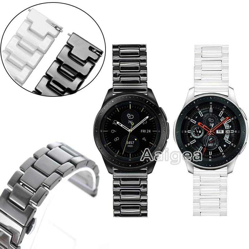 Новые роскошные керамические часы ремешок для samsung Galaxy смарт часы 42 мм 46 мм 3 ссылка Бабочка Блестящий браслет для ремня