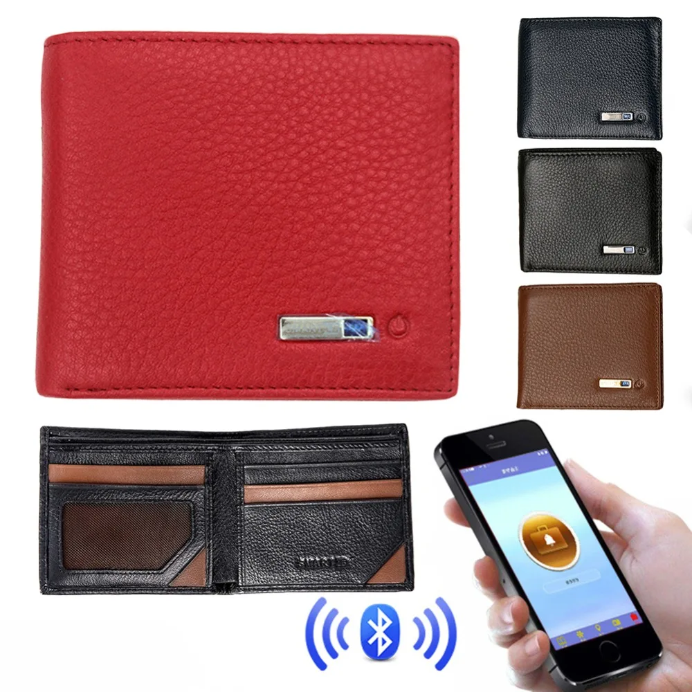 

Multi-Function Bluetooth Anti - Theft Short Genuine Leather Wallet GPS Locator Tracker GB