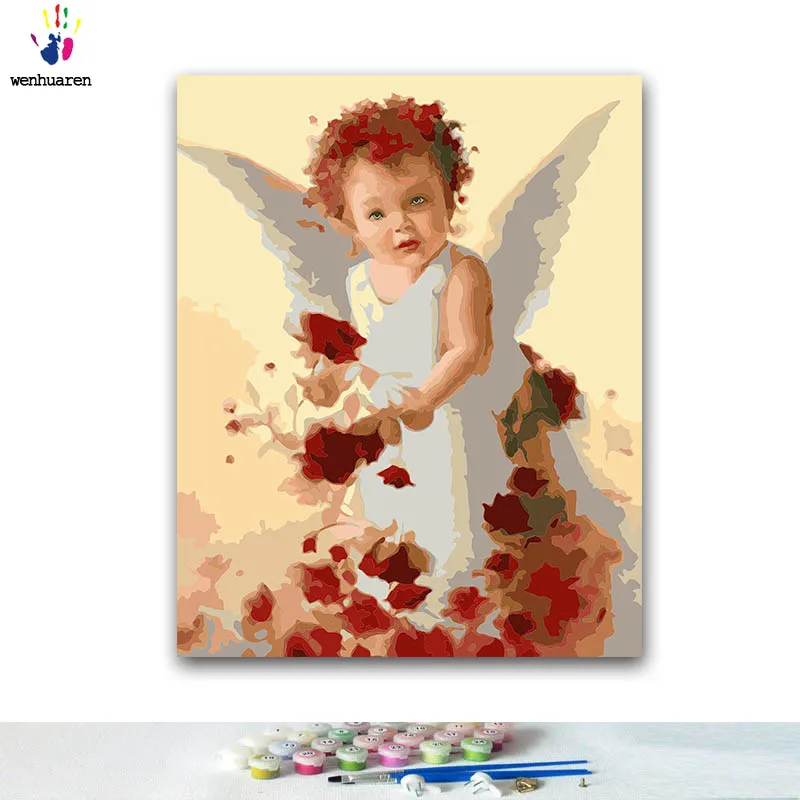 Diy краски по номерам картина живопись по номерам с комплектами Ангел девушка милое крыло гостиной декоративные подвесные картины подарок - Цвет: 100045