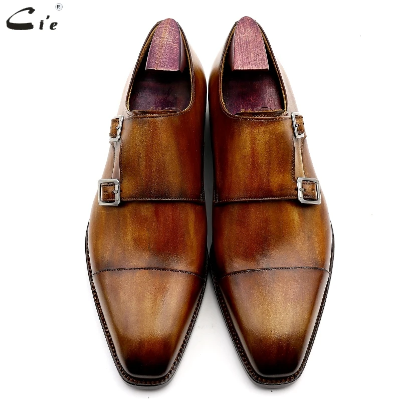 cie monk shoes for man patina brown dress shoe genuine calf leather outsole men suits formal leather work shoe handmade No. 3