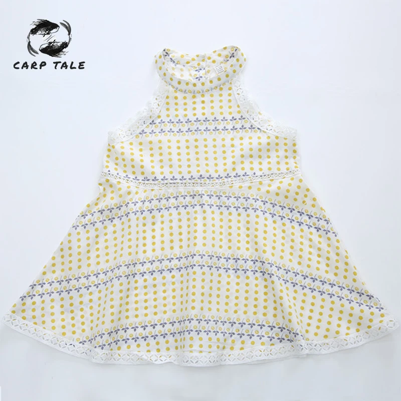 

Girls off-the-shoulder dress 2019 summer cotton children's wear children's polka dot children's princess dress girl dress