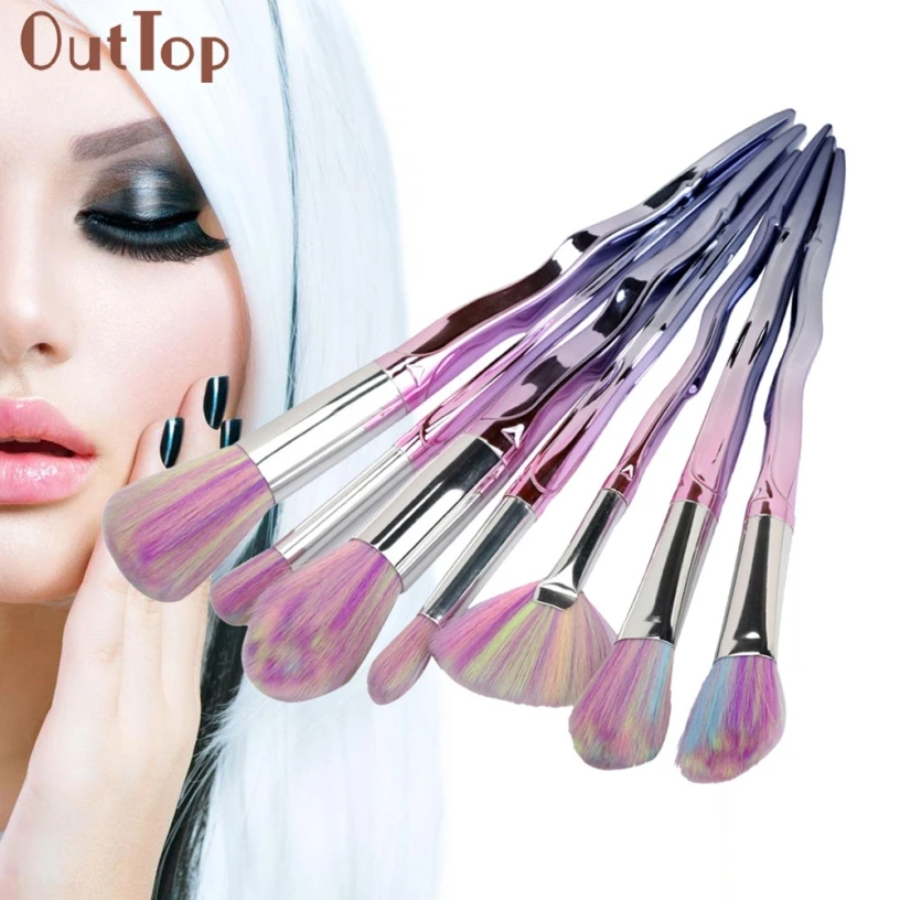 

OutTop Pretty New Fashion Multi-color Facial Brush Face Foundation Power Blush Brush Cosmetic Makeup Brush Kit 7PC
