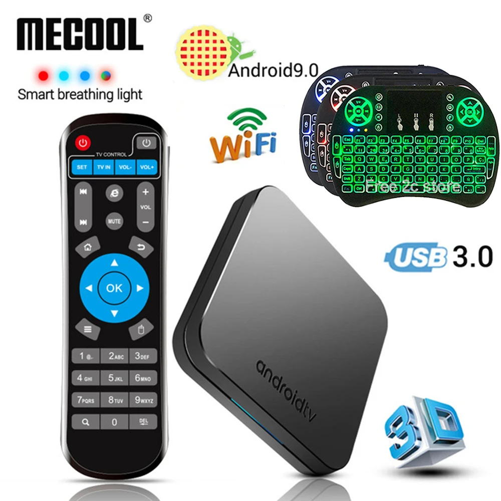 

Mecool KM9 Android9.0 TV Box S905X2 4GB DDR4 RAM 32GB ROM Android 9.0 5G WIFI BT 4.1 4K HD TV Box Set TopBox with i8-keyborad