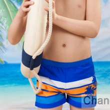 Купальник для мальчиков-подростков, цвет светло-голубой, с рисунком кокосовой пальмы, подходит для плавания на 6/8 лет